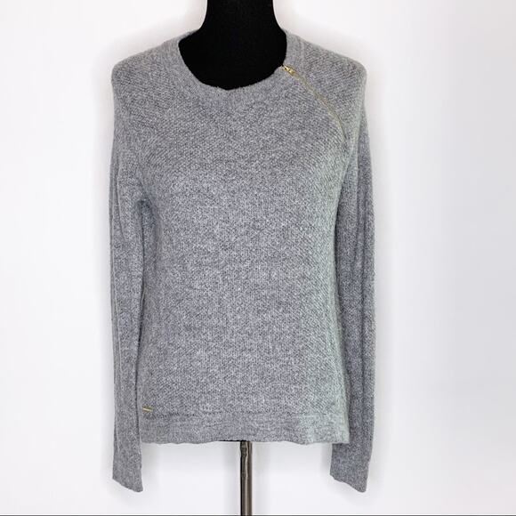 Abercrombie & Fitch gray zipper shoulder knit sweater size Small - Picture 1 of 13